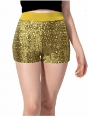 70s Costume Gold Sequin Shorts - Womens 70s Disco Costumes 